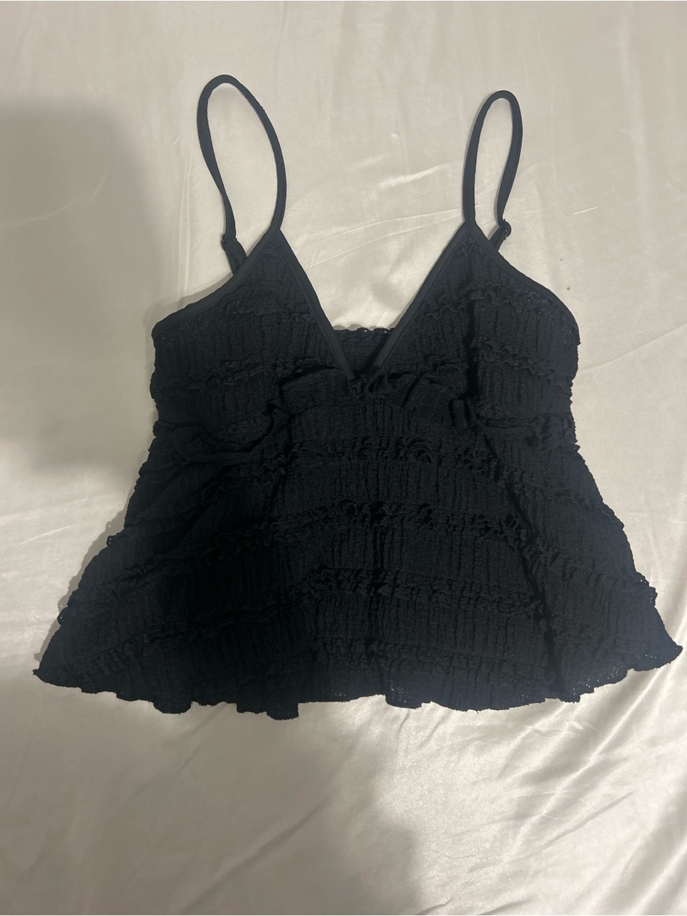 Hollister Black Smocked V-Neck Spaghetti Strap Camisole